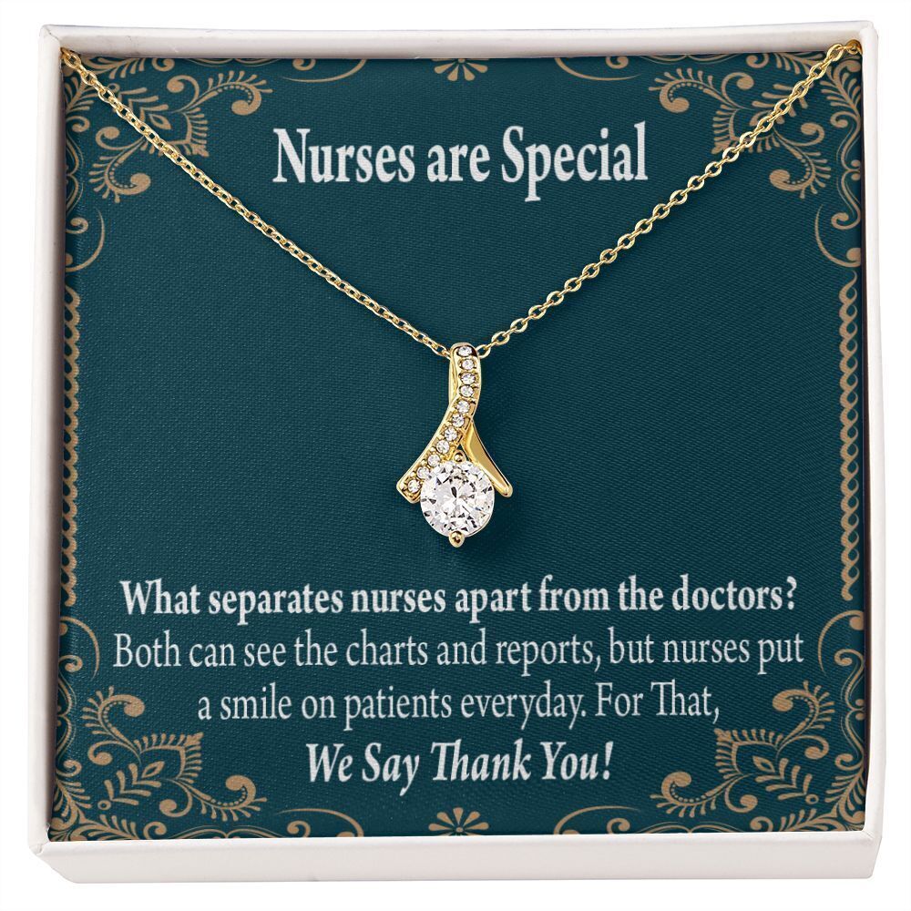 Nurses are Special Ribbon Necklace Gold Tone Standard Box
